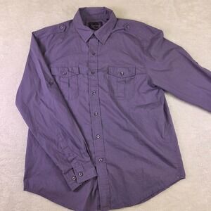 Bruno New York Mens Purple Utility Button Down Shirt Long Sleeve Epaulettes L